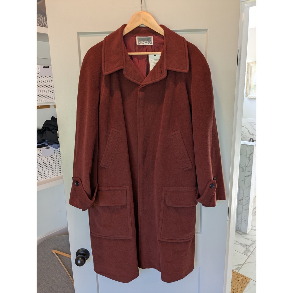 Agnona Dianawool Coat‎ Overcoat Womens Button Front Burgundy L? (Read)